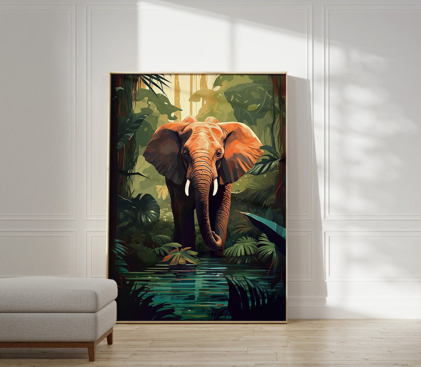 Jungle Animal Prints, Large Elephant in the Jungle Wall Art to Buy on Etsy