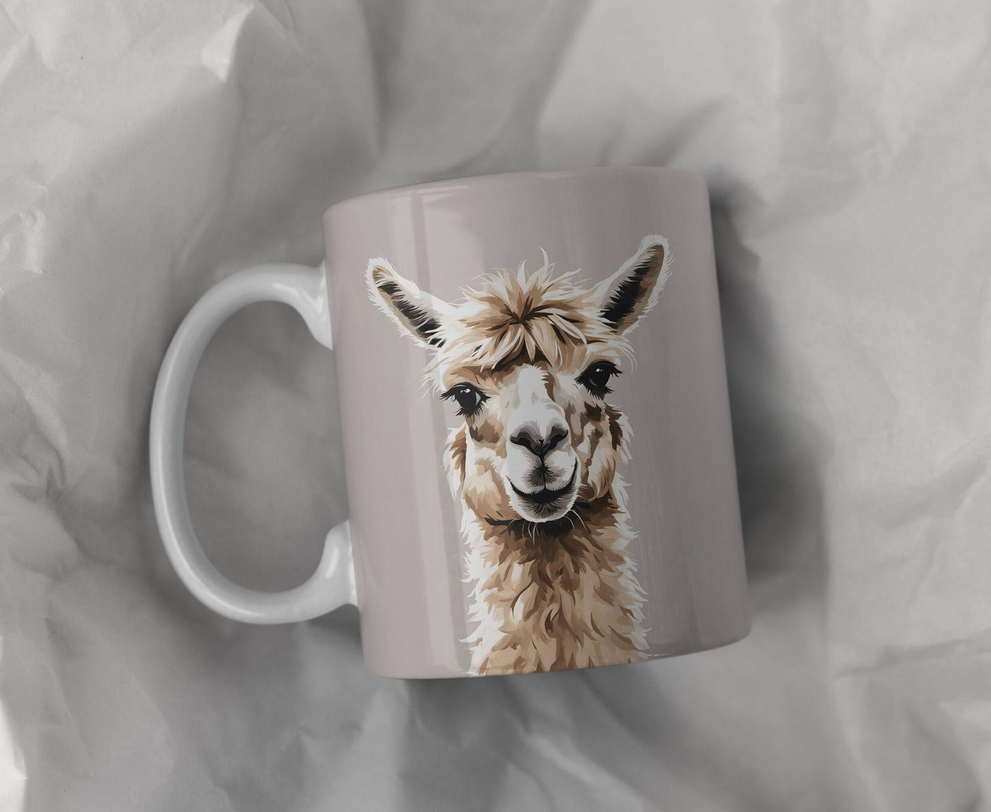 Cute Alpaca 11oz Ceramic Mug with white handle