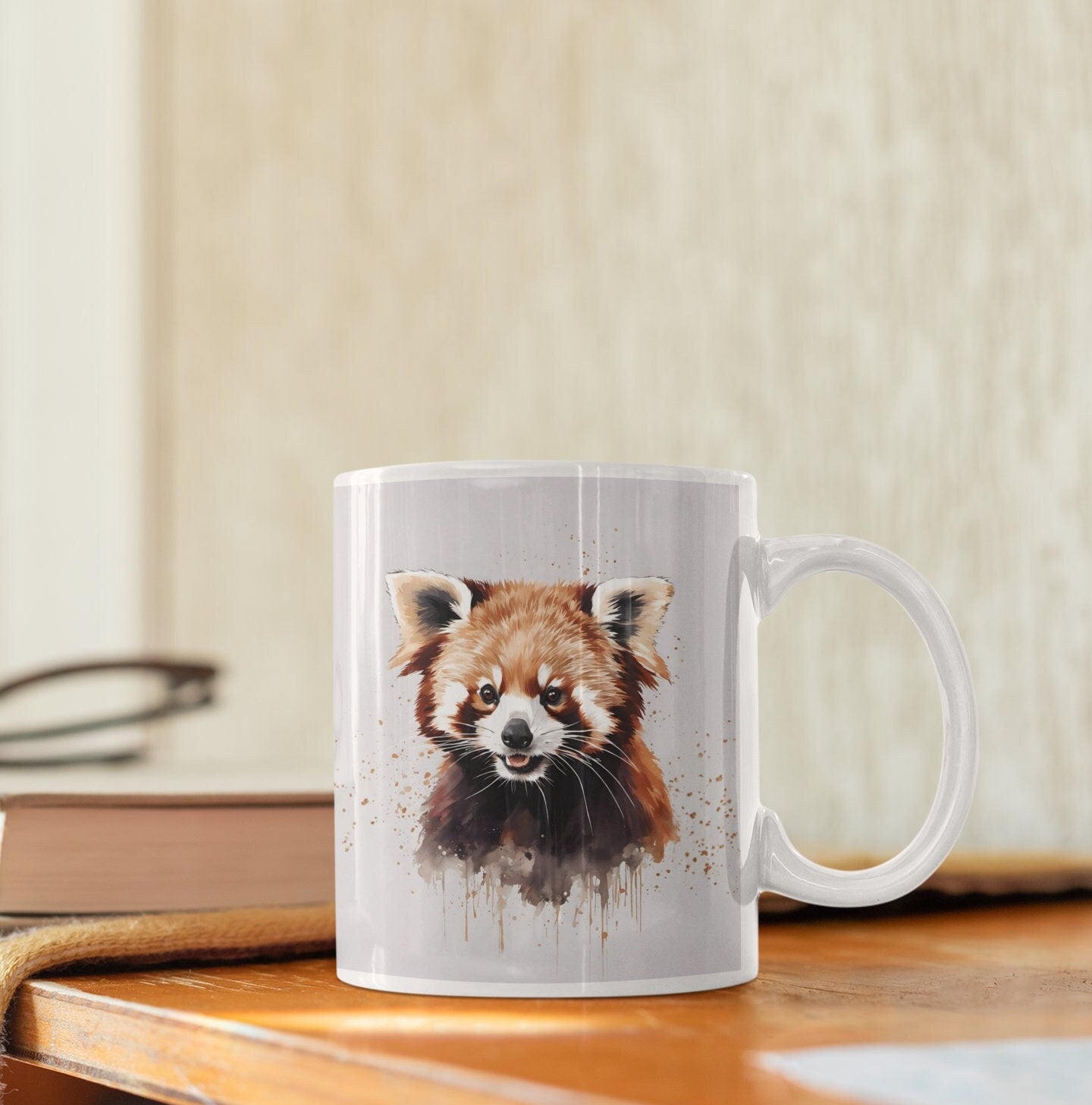 Cute Red Panda 11oz Ceramic Mug with white handle