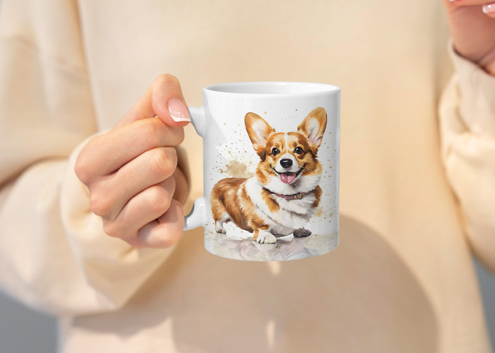 Cute Corgi 11oz Ceramic Mug with white handle