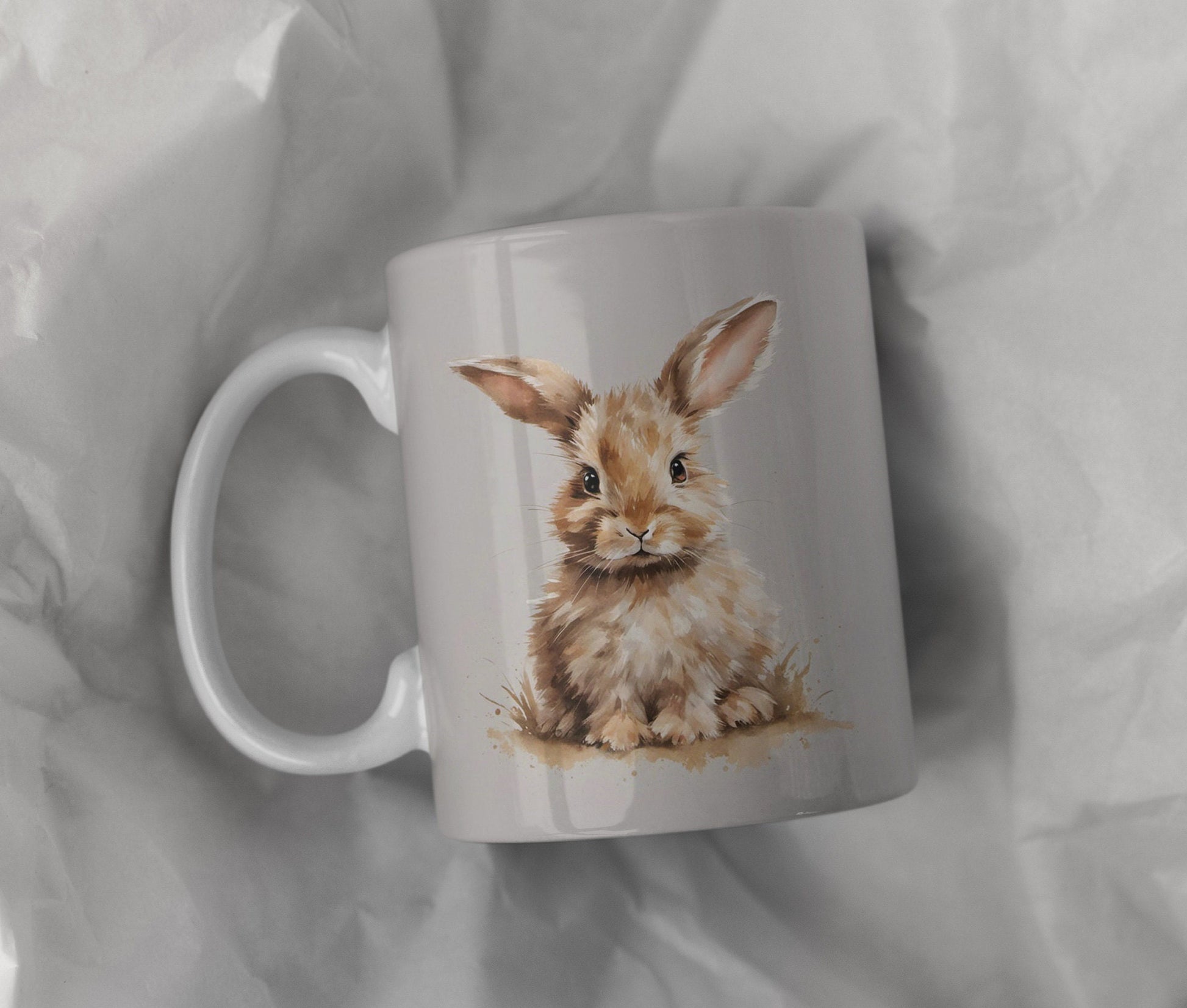 Cute Baby Bunny 11oz Ceramic Mug with white handle