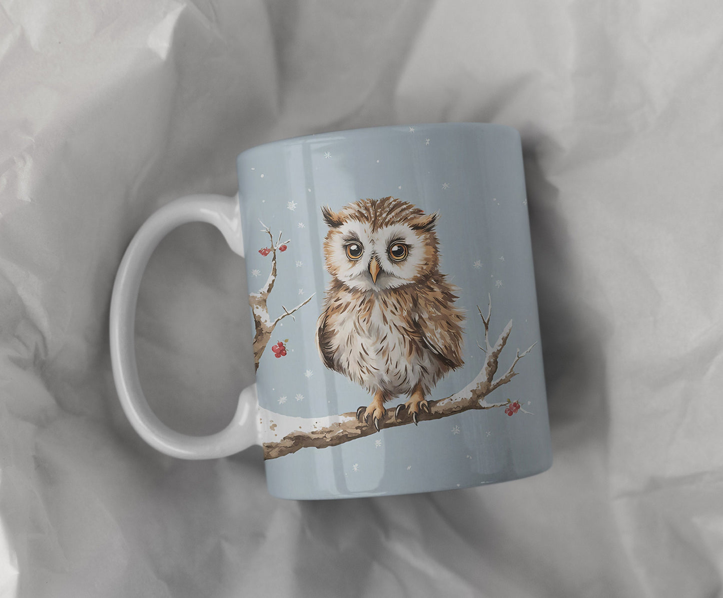 Snowy Owl 11ox Ceramic mug with white handle