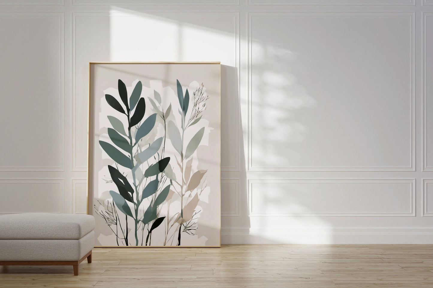 Contemporary Delicate Botanical Leaf Wall Art, Neutral colours, beautiful and simple art