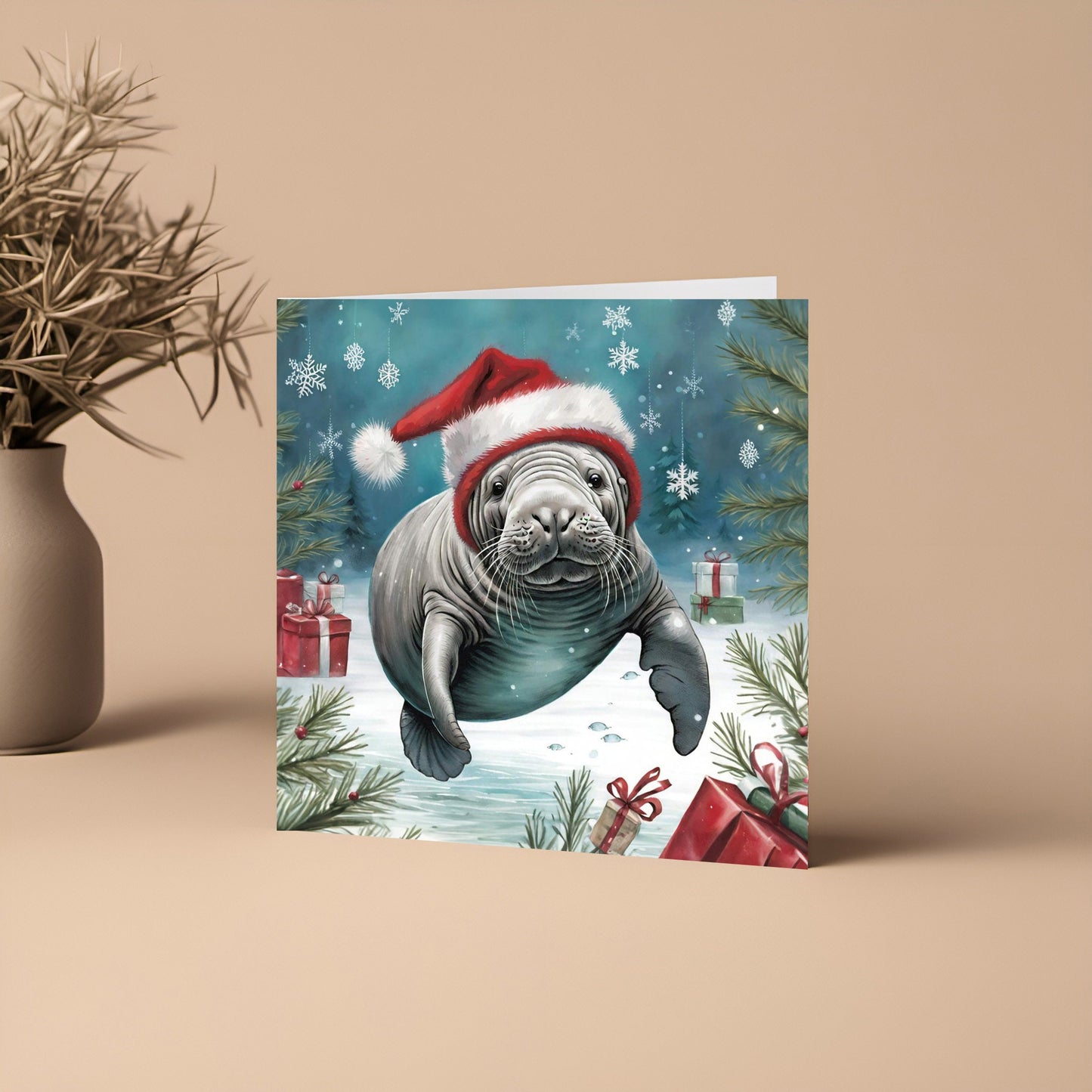 Manatee Christmas Card - Sea Cow Lovers Gift