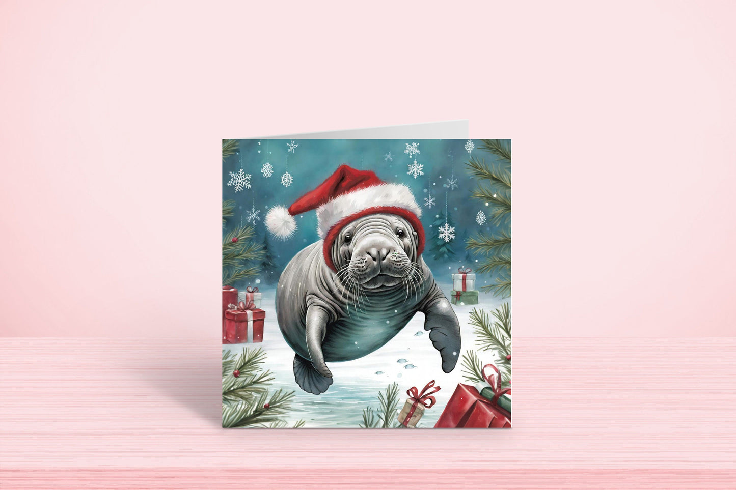 Manatee Christmas Card - Sea Cow Lovers Gift