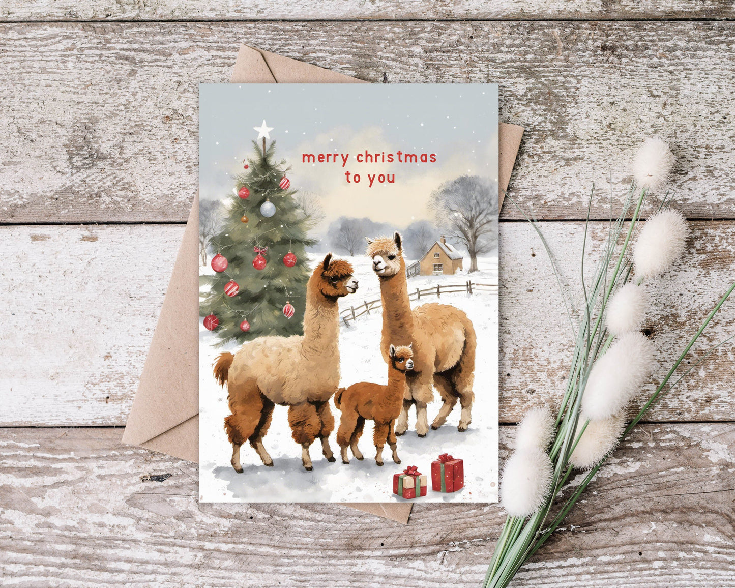 Alpaca Christmas Card