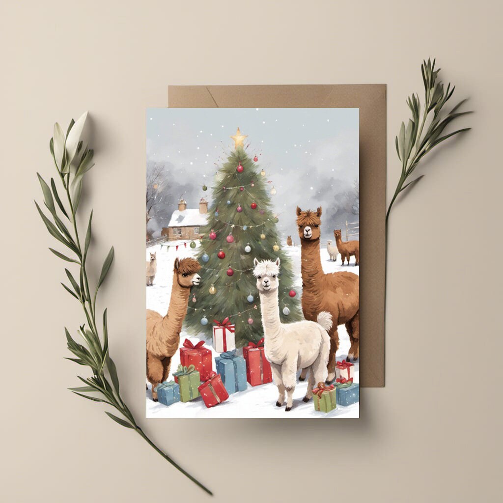 Alpaca Christmas Card