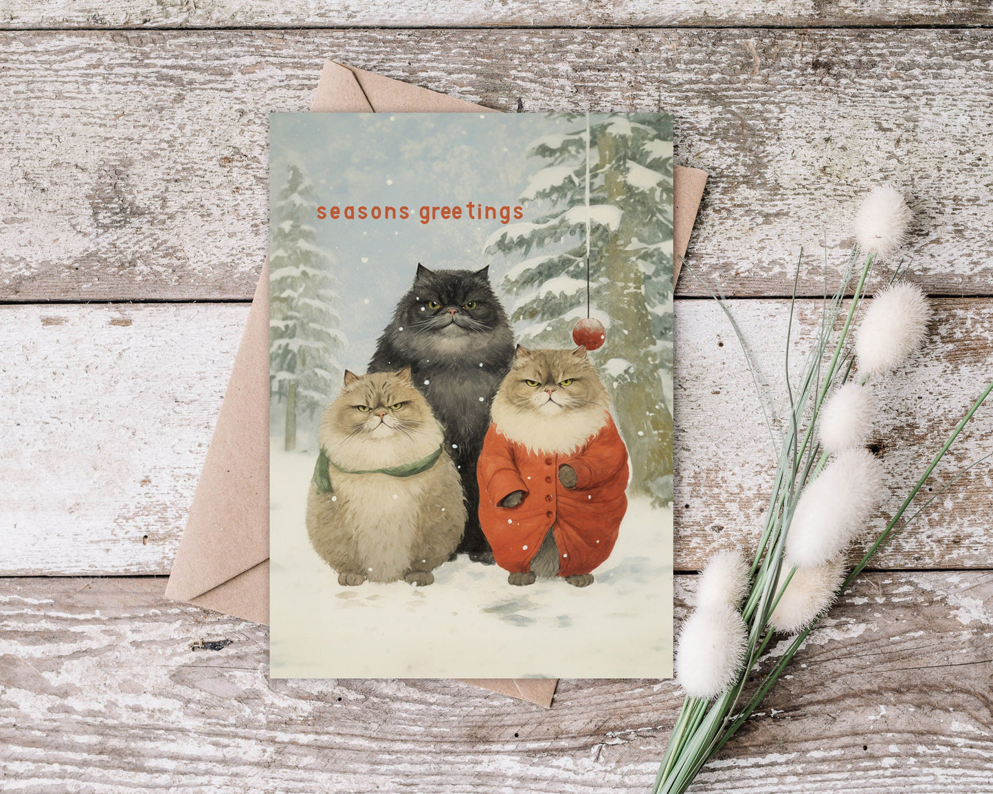 Funny Christmas Cat Card - Fat Cat Seasonal Greetings