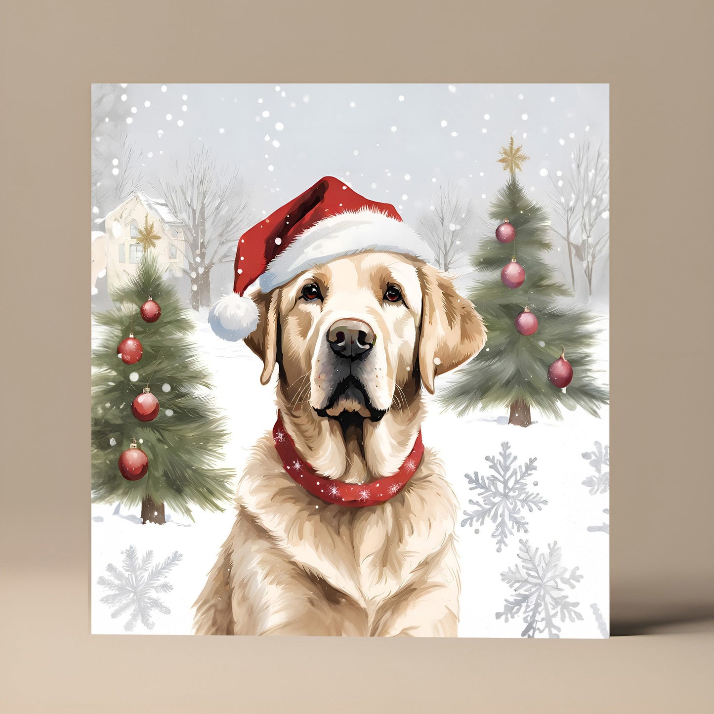 Yellow Labrador Christmas Card - Dog Lovers Holiday Design