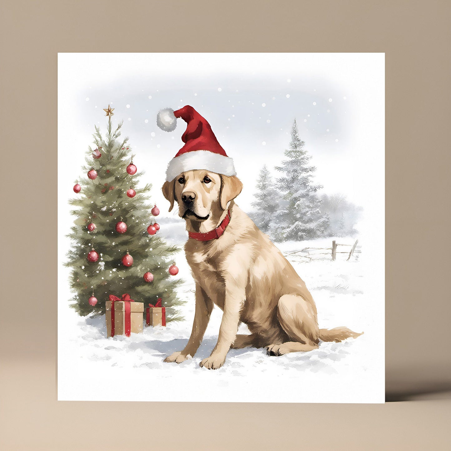 Christmas Card - Yellow Labrador Dog Lovers