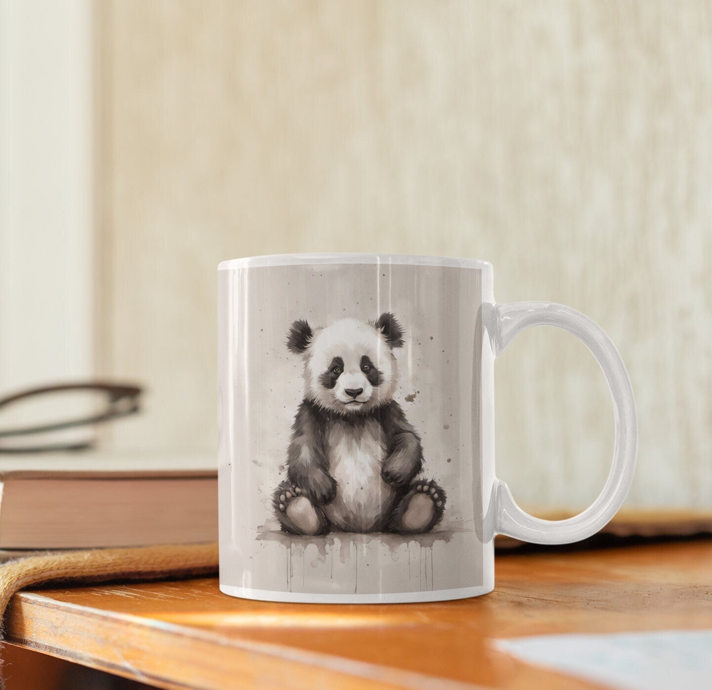 Cute Panda 11oz Ceramic Mug with white handle