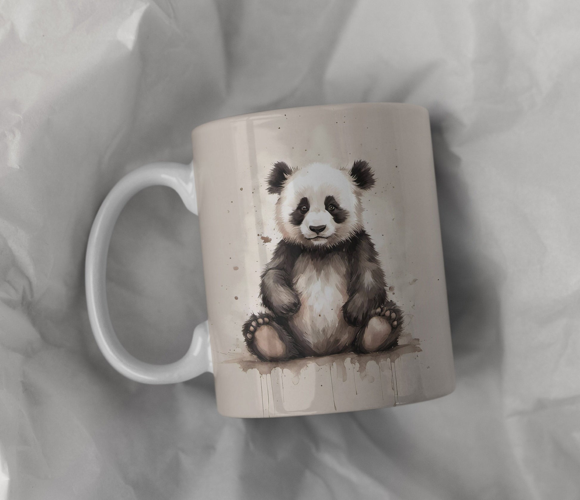 Cute Panda 11oz Ceramic Mug with white handle