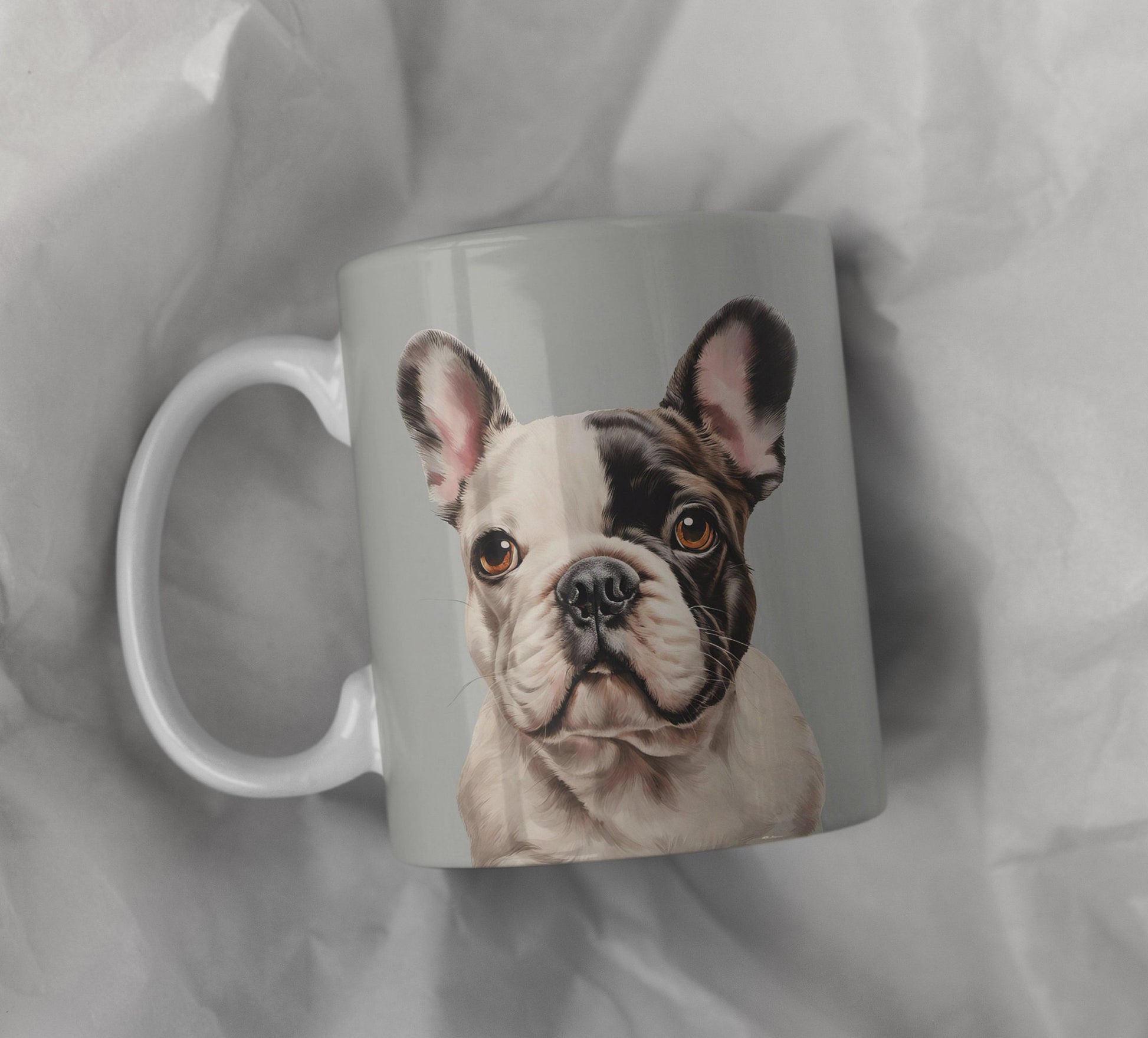 Cute French Bulldog 11oz Ceramic Mug with white handle