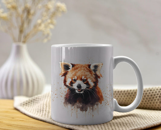 Cute Red Panda 11oz Ceramic Mug with white handle