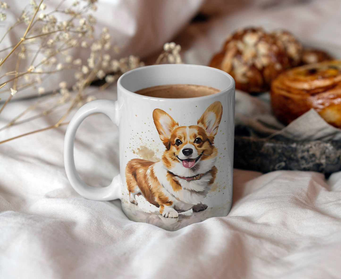 Cute Corgi 11oz Ceramic Mug with white handle