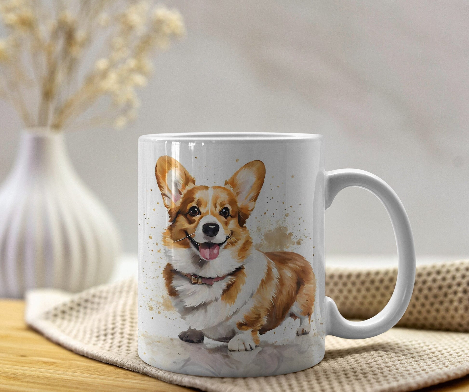 Cute Corgi 11oz Ceramic Mug with white handle