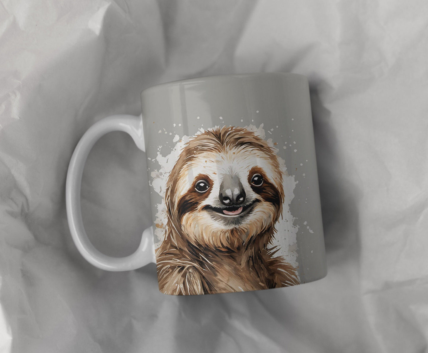 Cute Sloth 11oz Ceramic Mug with white handle