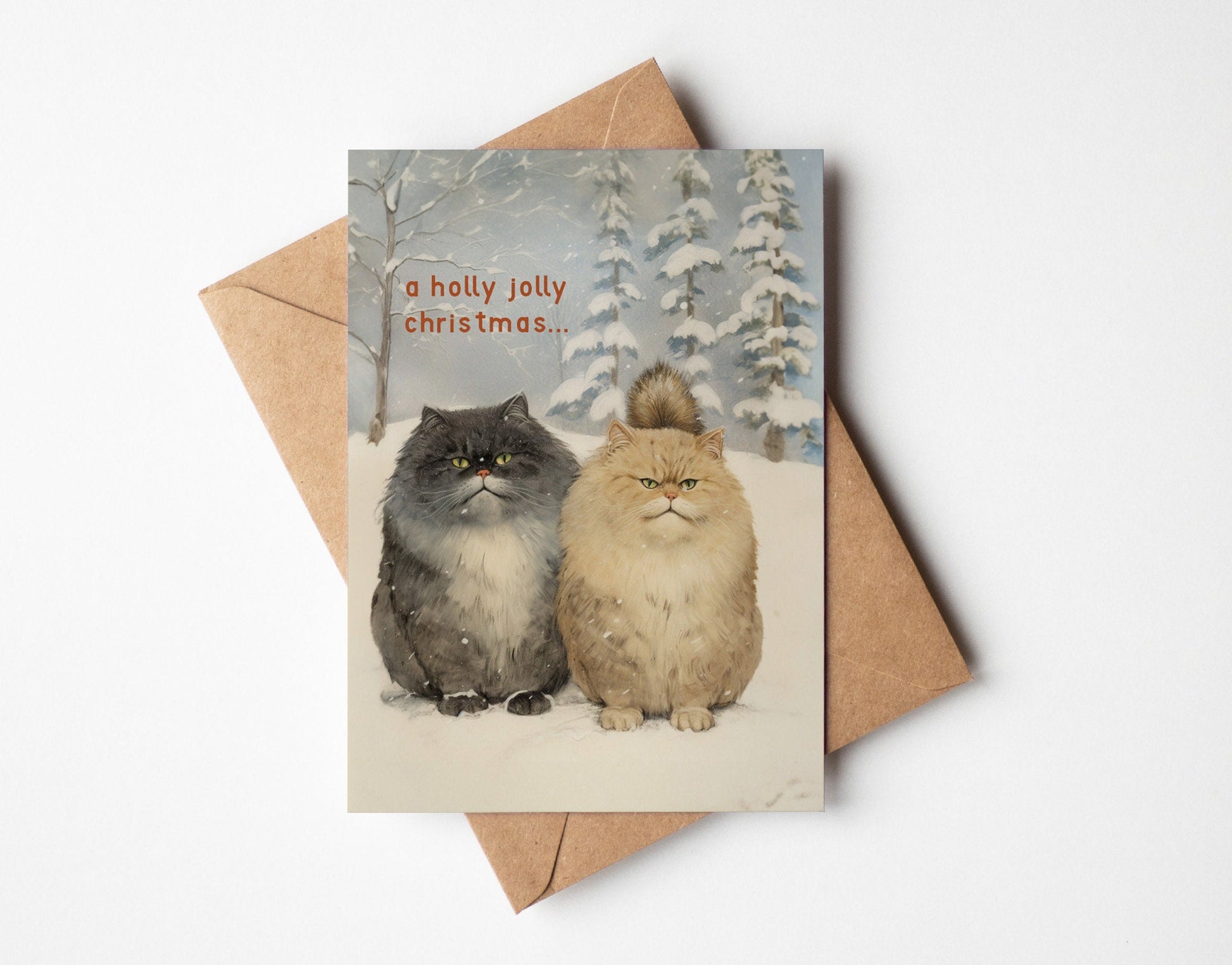 four pack of gorgeous cat christmas cards