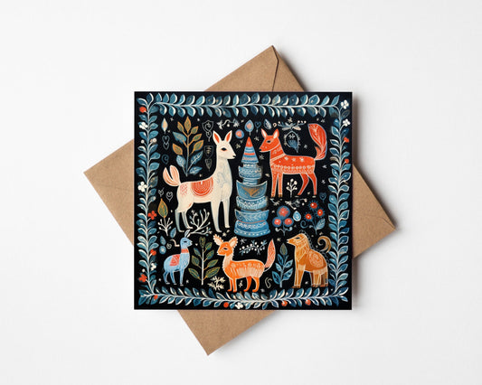 Folk art Christmas Card