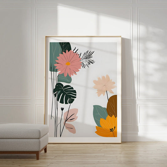 Floral Wall Art, Abstract Floral Art Print - Neutral Wall Decor - Contemporary & Beautiful