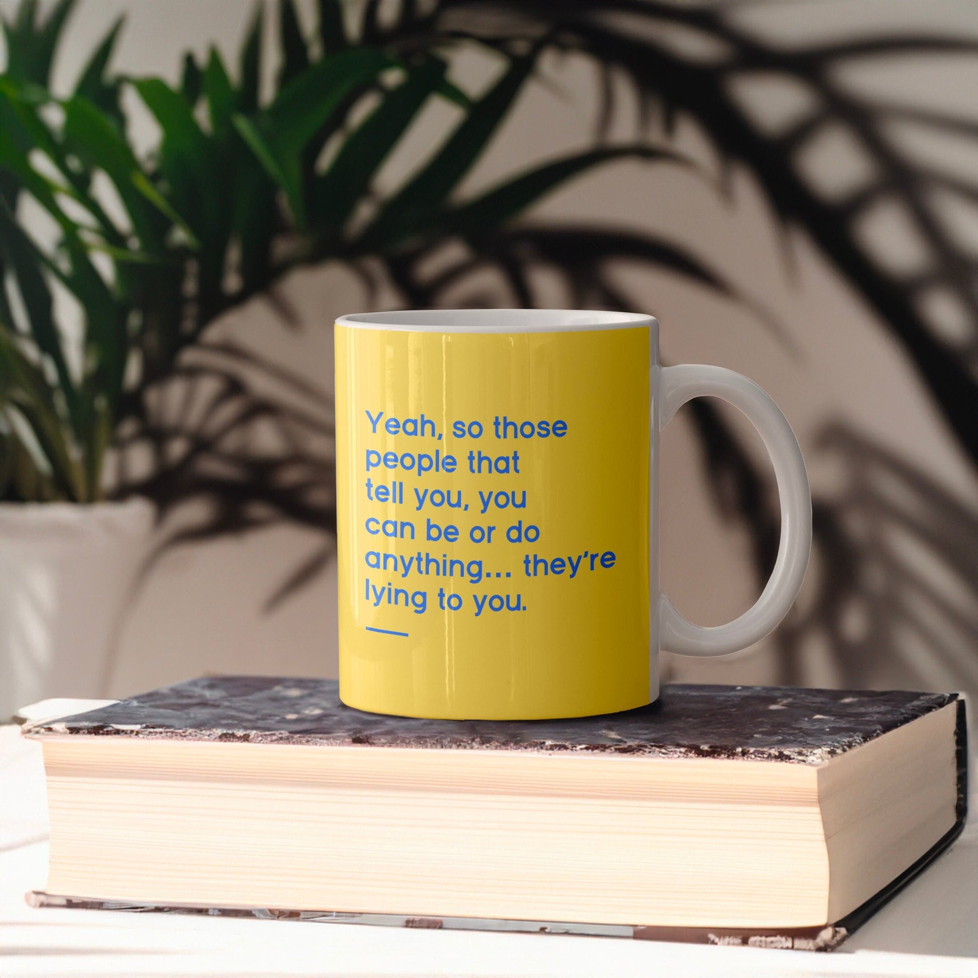 Quote mug in yellow