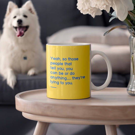 yellow quote mug