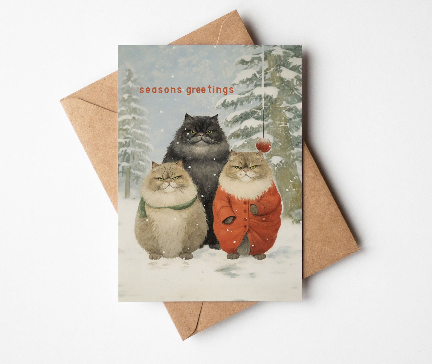 four pack of gorgeous cat christmas cards