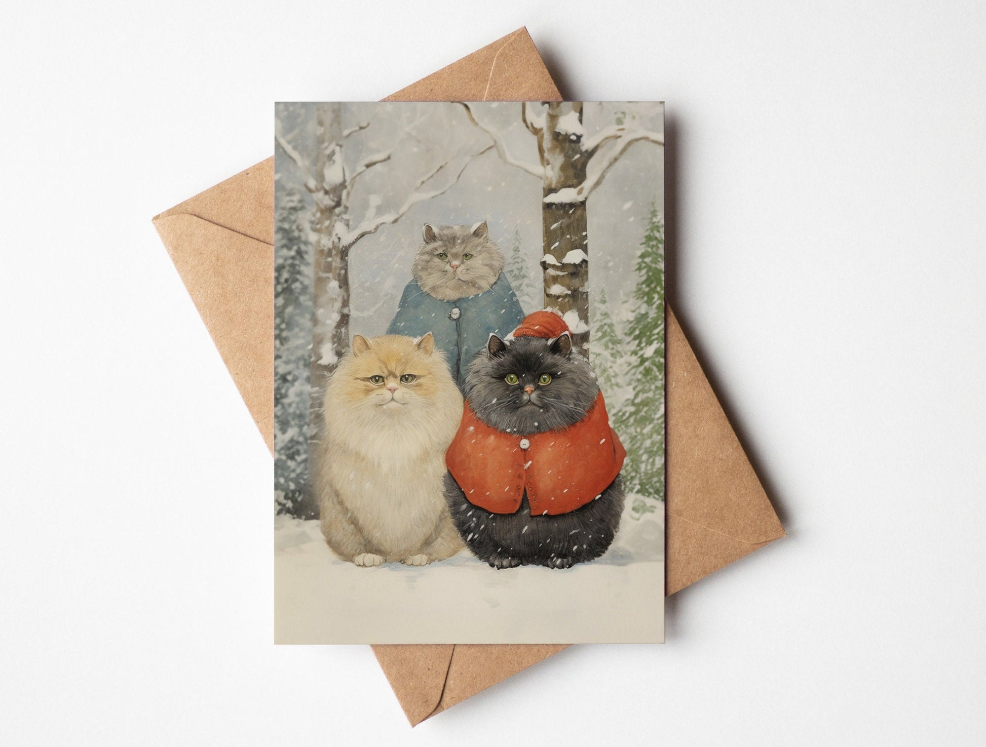 four pack of gorgeous cat christmas cards