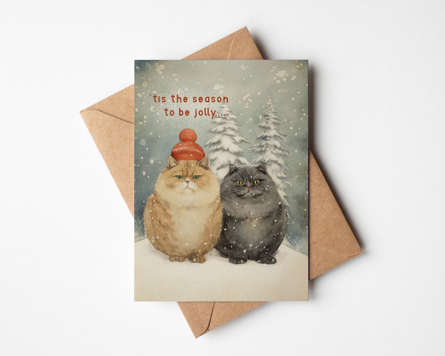 four pack of gorgeous cat christmas cards