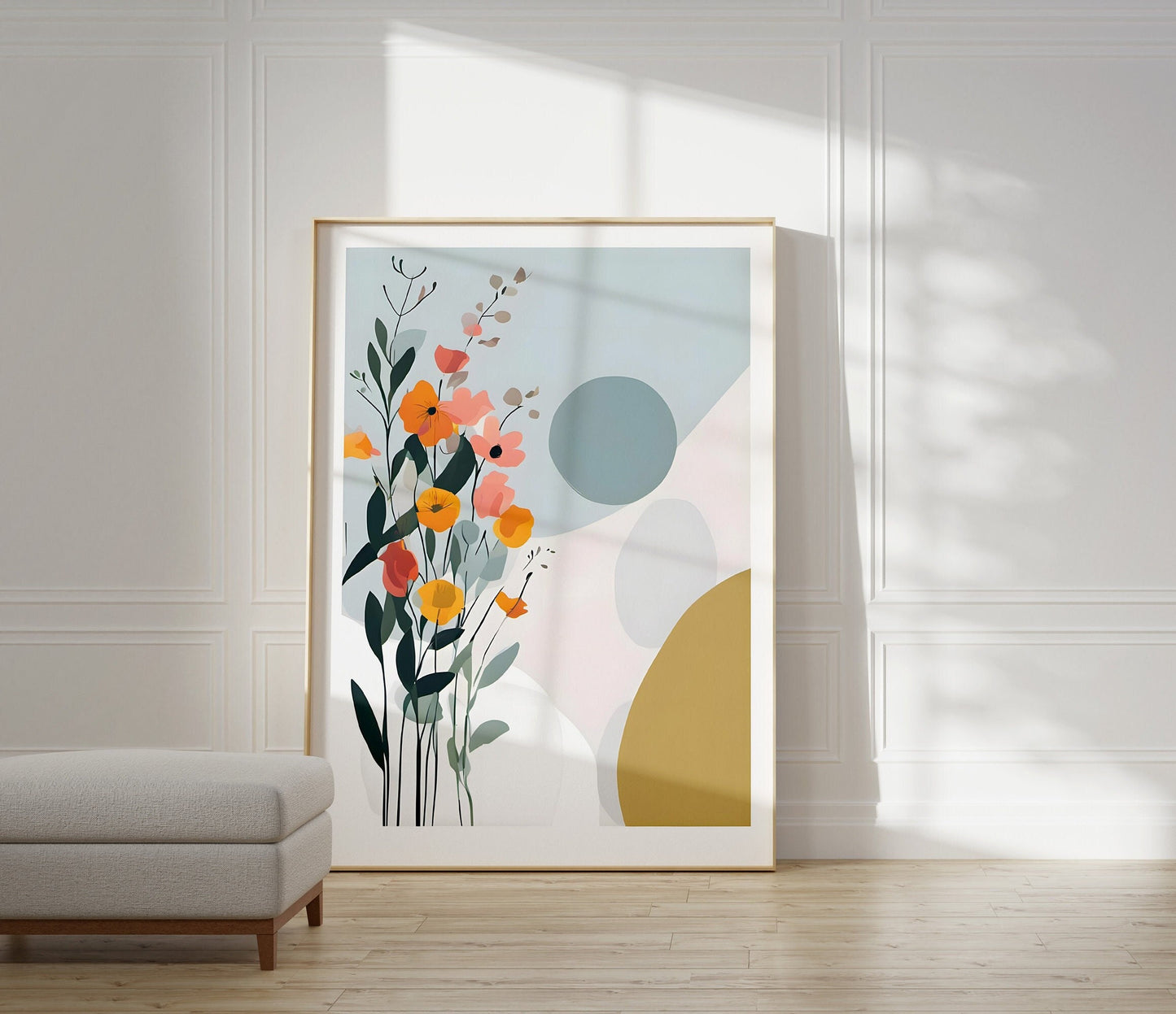 Floral Botanical Wall Art, Minimalist Floral Art Print - Neutral Delicate Wall Decor