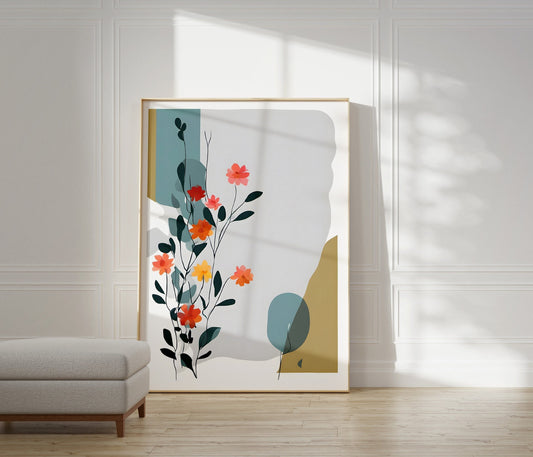 Floral Botanical Wall Art, Minimalist Floral Art Print - Neutral Delicate Wall Decor