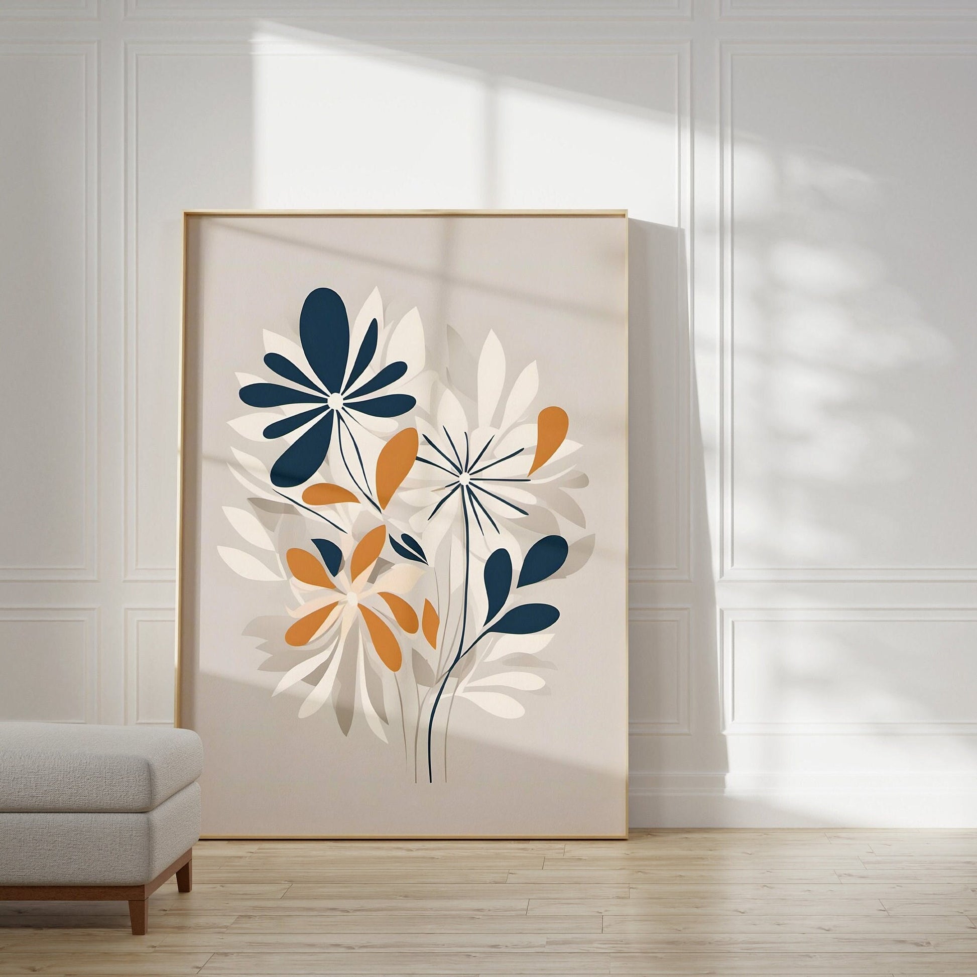 Minimalist Floral Wall Art, Simple Floral Art Print - Neutral Delicate Wall Decor