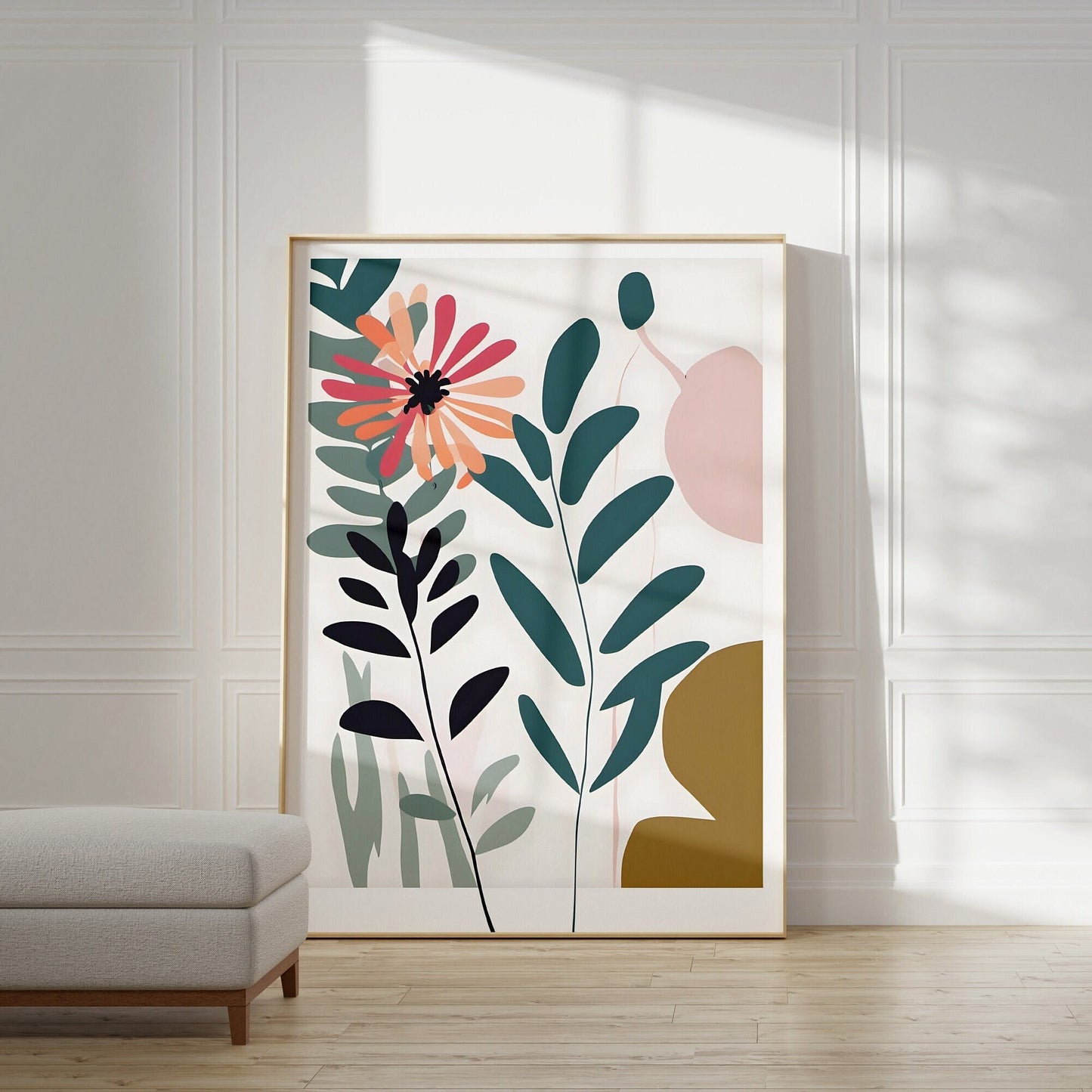 Floral Wall Art, Bold Abstract Floral Art Print - Neutral Delicate Wall Decor