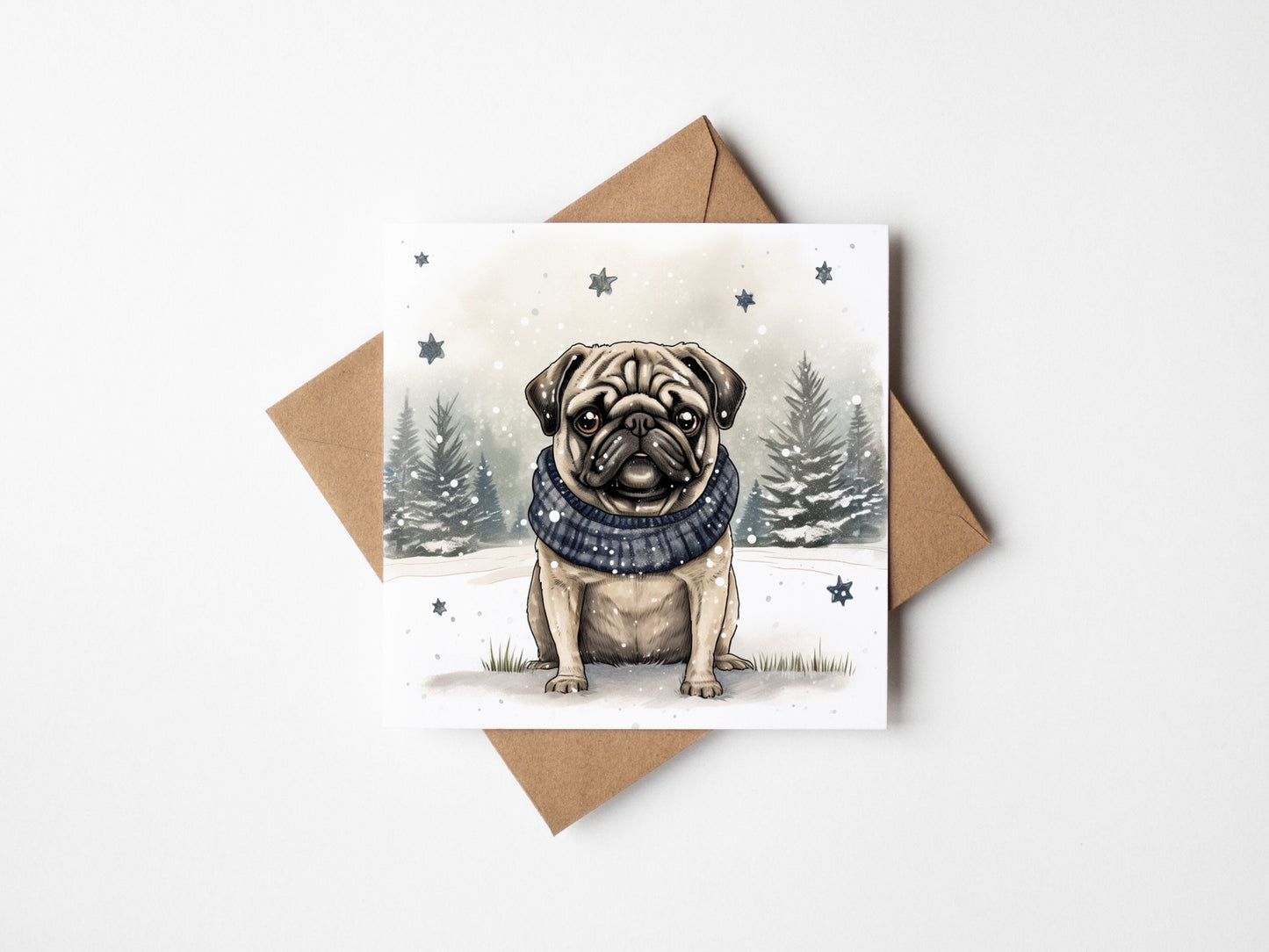 Cute pug Christmas Card