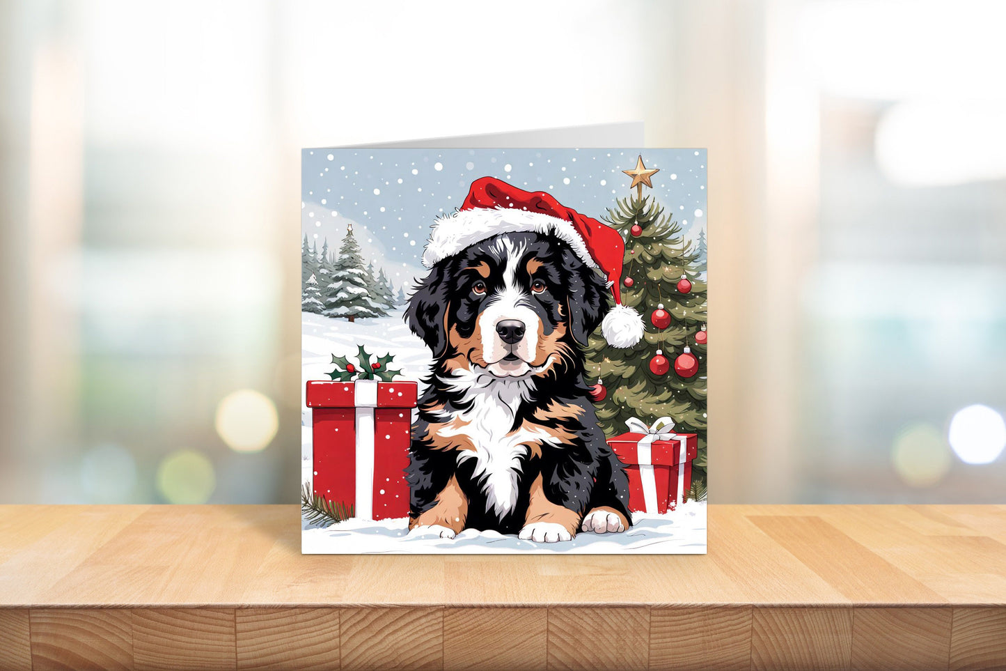 Bernese Mountain Dog Puppy Christmas Card