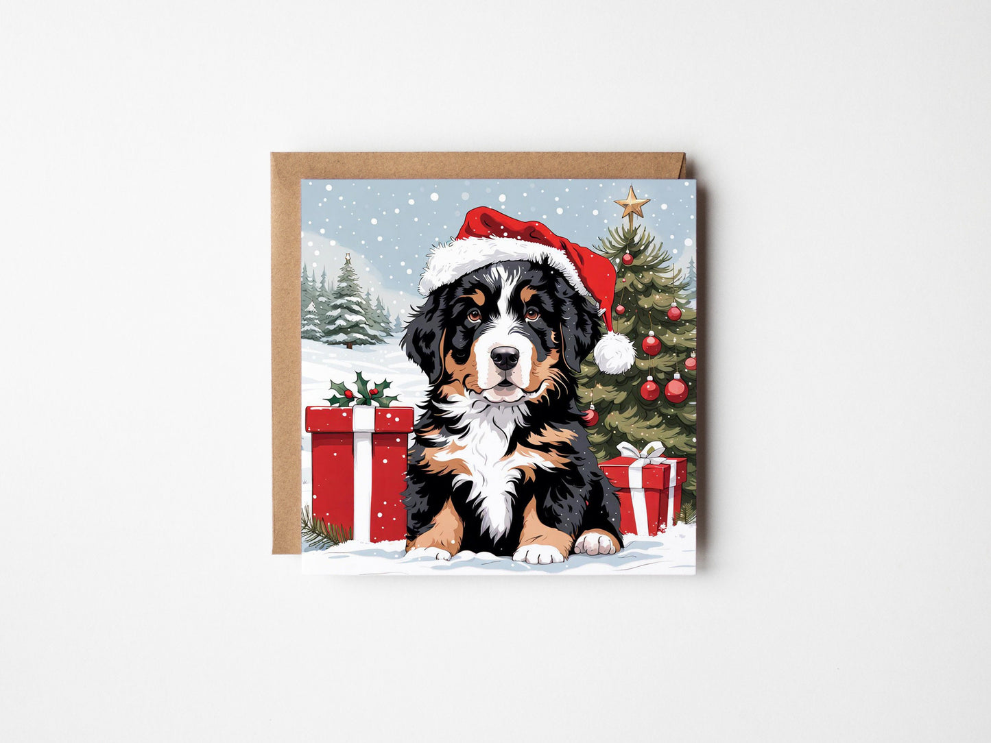 Bernese Mountain Dog Puppy Christmas Card