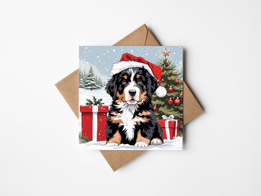 Bernese Mountain Dog Puppy Christmas Card